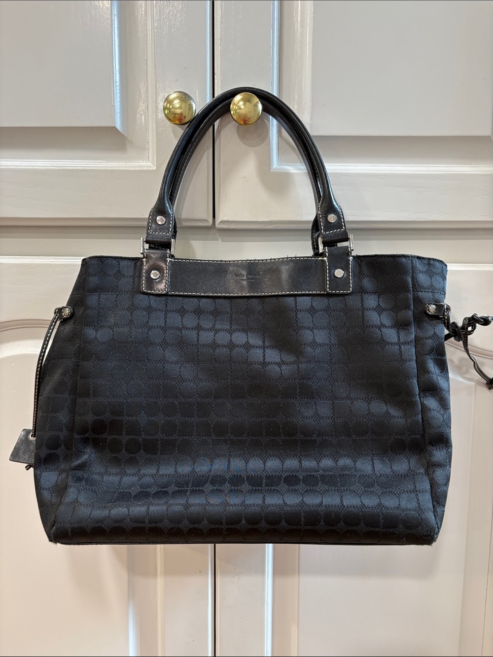kate spade Black Patterned Tote with Dual Top Handles